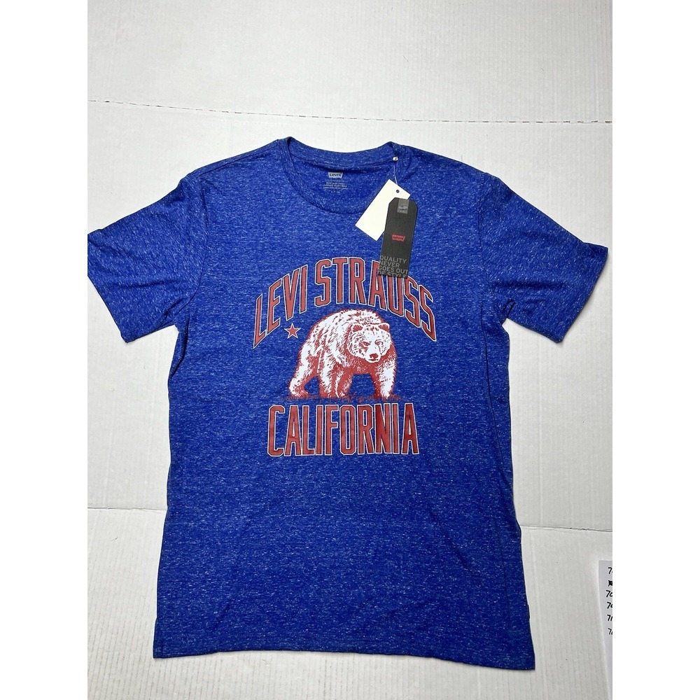 Levi's "Levi Strauss California" T-Shirt Bold Print Bear Men's SM Blue‎